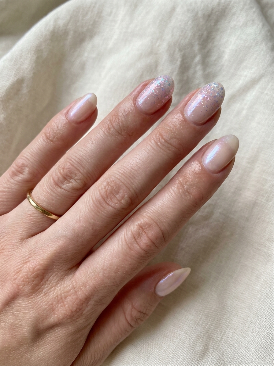Opal Glitter Accent Nails mit feinem holografischem Funkeln
